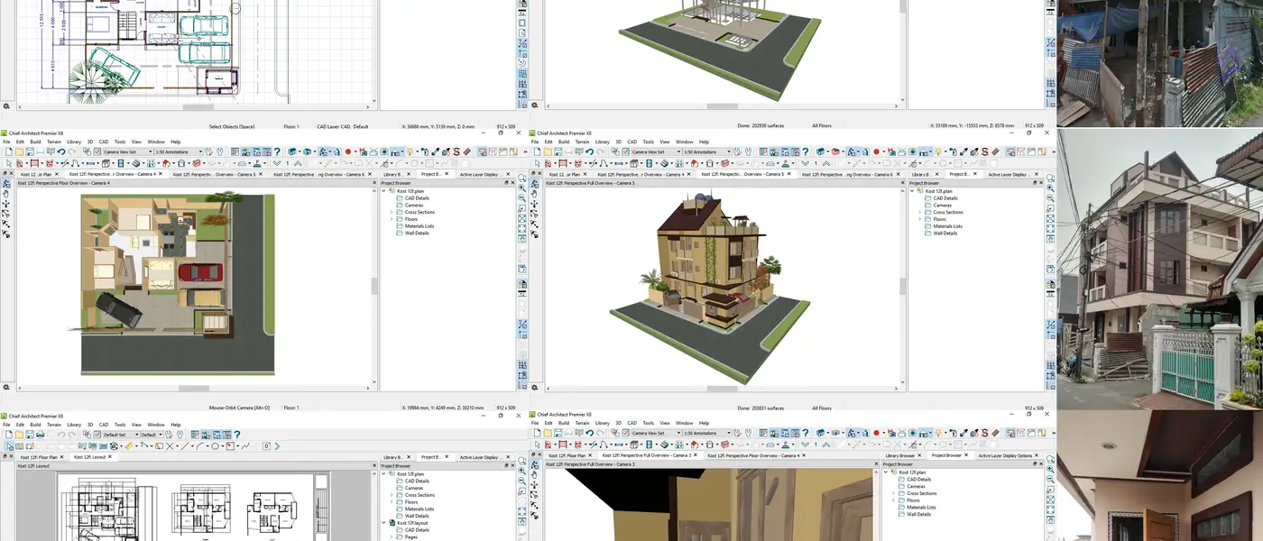 A house plan drawn on a computer, from floor plan to 3D view